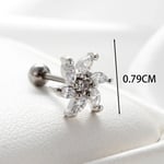 Silver color / 1 Piece Simple Series Classic Flower Copper Silver Color Zircon Women's Stud Earrings Picture3